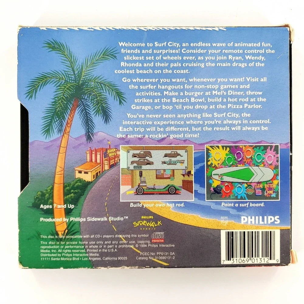 Surf City (Philips CD-i, 1994) Complete w/ Slip Cover Tested & Works
